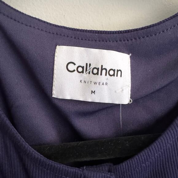 New Callahan Mira Dress Navy Blue Purple Front Button High Slit Sleeveless Sz M - Picture 5 of 9